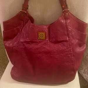 Tory Burch Red Leather Tote Bag